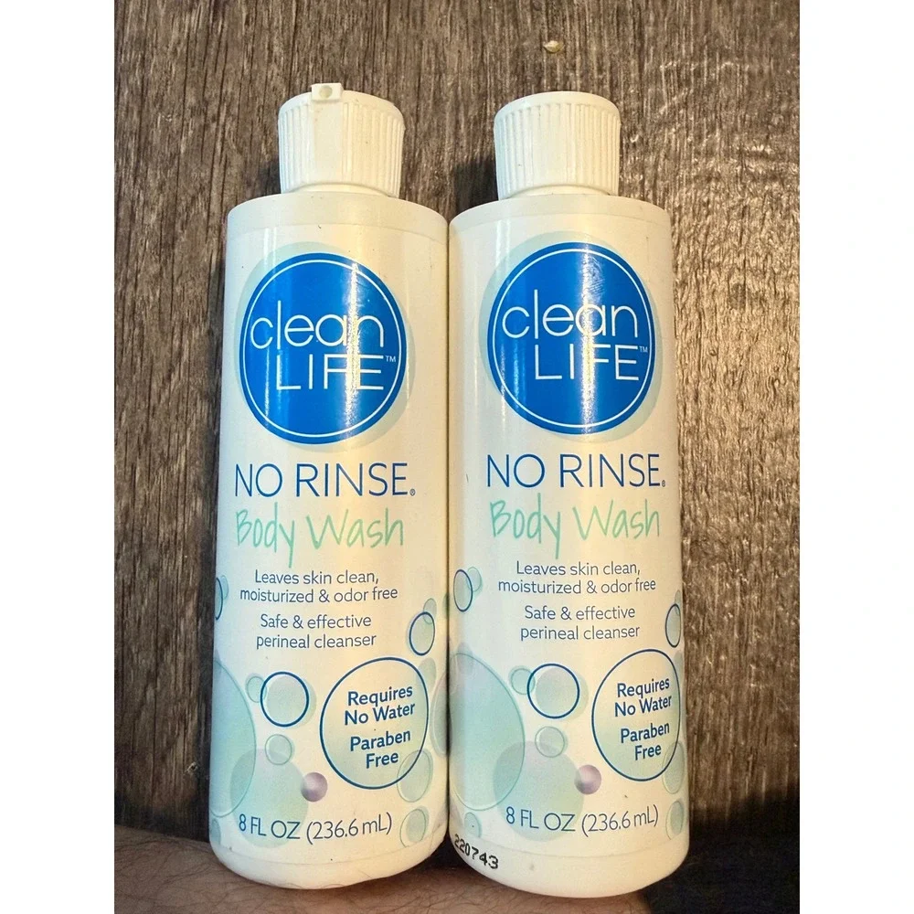 CleanLife No Rinse Body Wash 8oz 2 Pack Paraben Free Waterless Cleanser USA Made